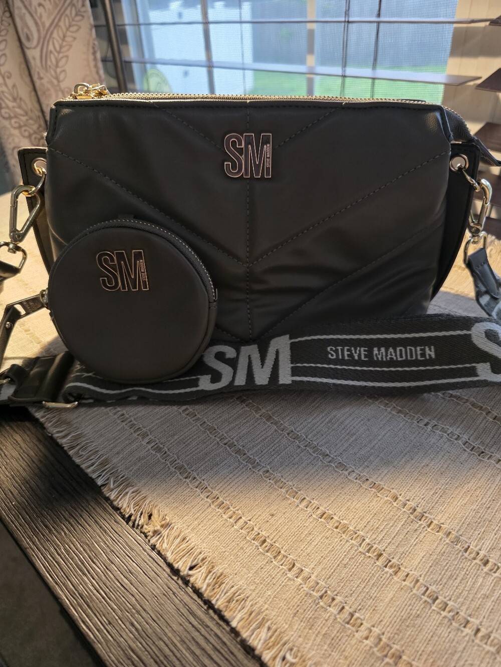 Steve Madden Quilted Crossbody with Detachable Coin Pouch